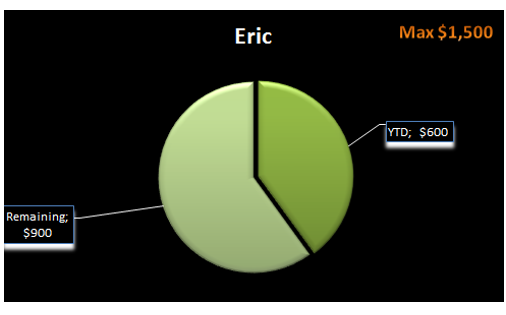 Pie chart showing in network deductible spent and remaining